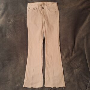 J Crew Stretch White Women Sz 29 Jeans Distressed Hem Flare Jeans